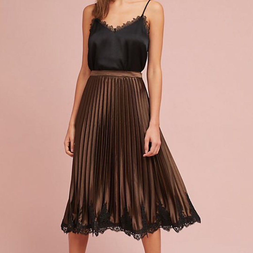 Anthropologie Blue Tassel Pleated Skirt